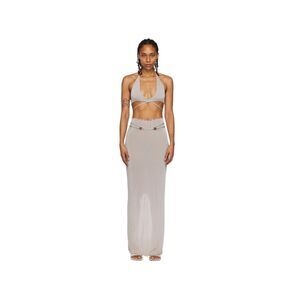 TYRELL Maxi Beaded Boho Skirt Set Grey XS‎